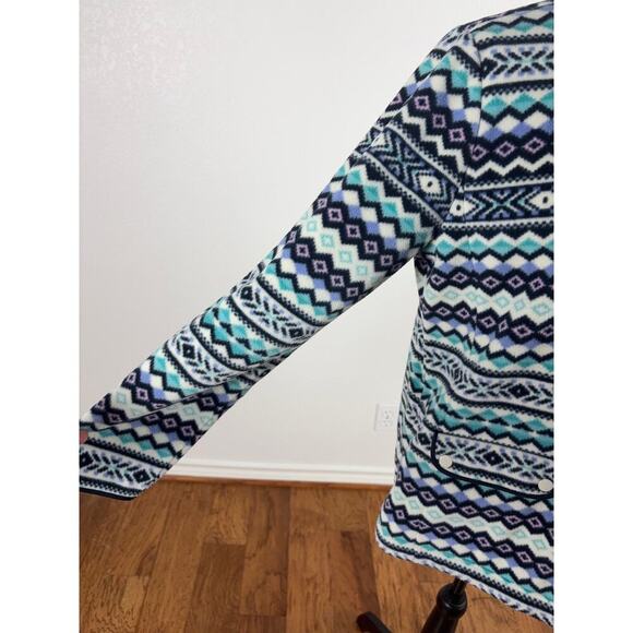 B9 Talbots Fair Isle Knit Fleece Jacket Women L Southwestern Cottagecore Nordic - Picture 4 of 7